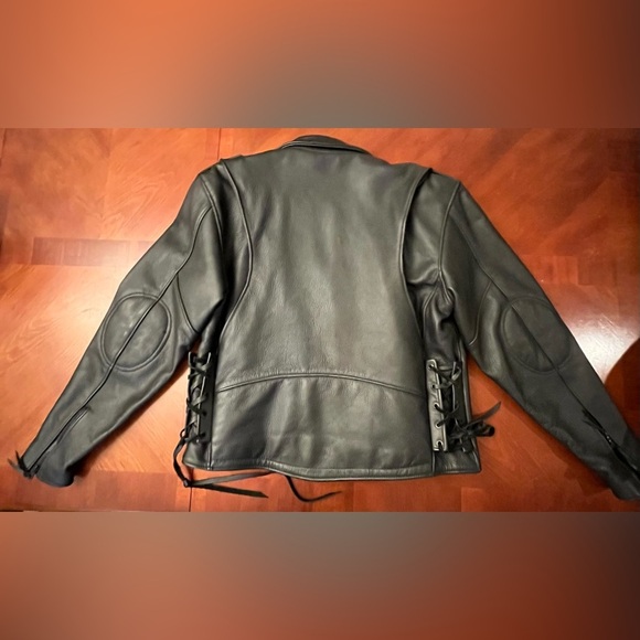 Leather Biker Jacket in Black Made in USA Riders Motorcycle - Picture 2 of 8